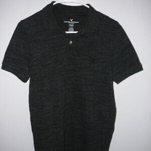 American Eagle Outfitters AE Flex Men's Dark Gray Short Sleeve Polo Shirt-Size S